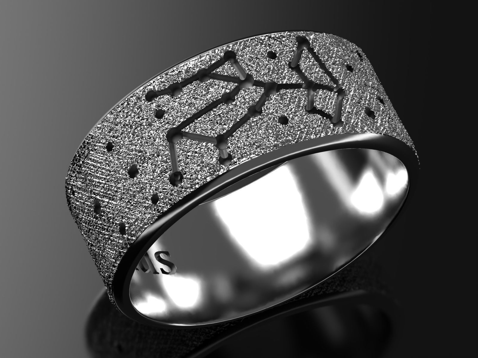 Sagittarius wedding ring with constellations 3D print model_5