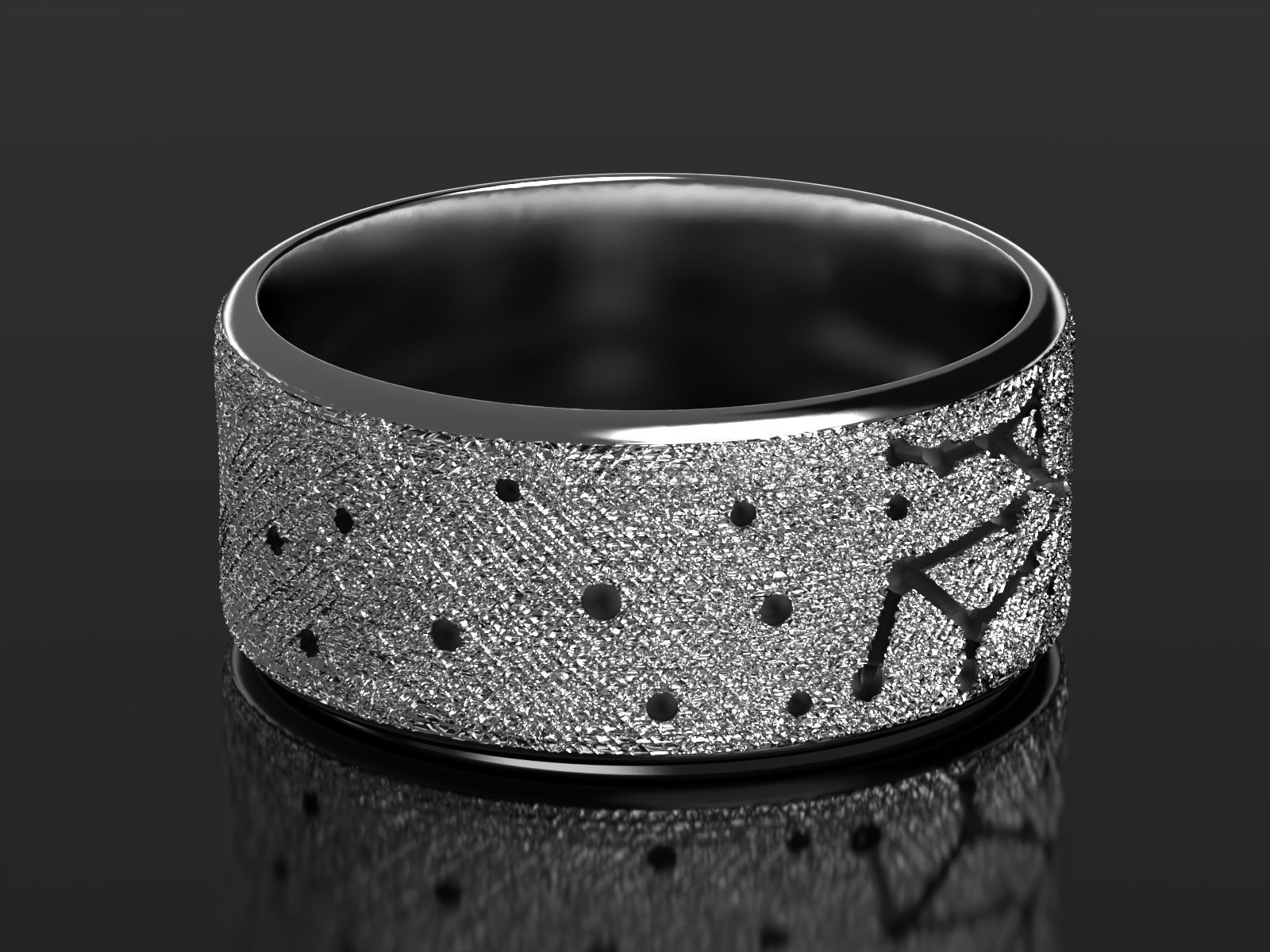 Sagittarius wedding ring with constellations 3D print model_2