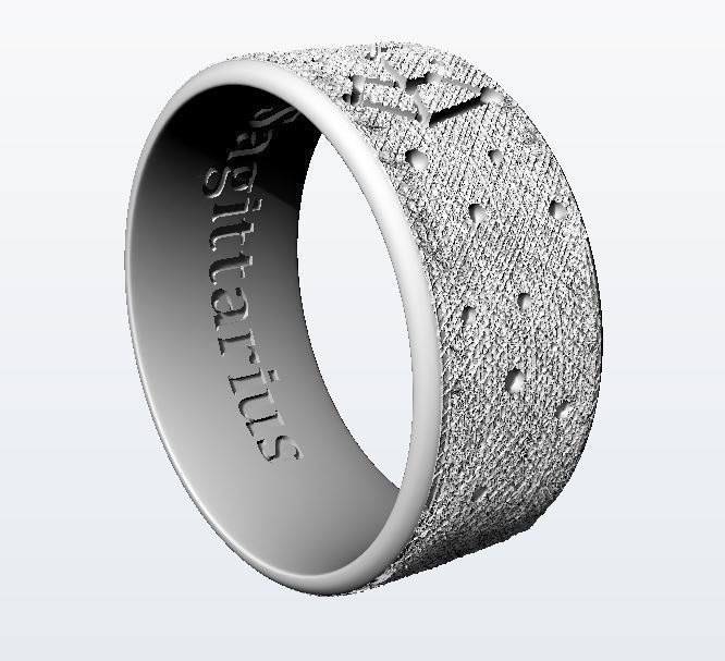 Sagittarius wedding ring with constellations 3D print model_8