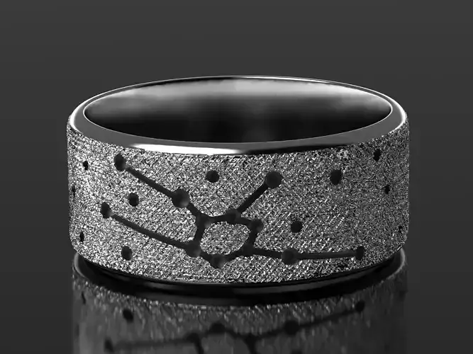 Taurus silver ring with constellations 3D print model