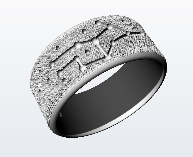 Virgo silver ring with constellations 3D print model_7
