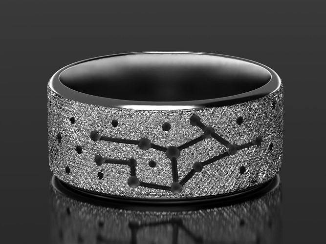 Virgo silver ring with constellations 3D print model