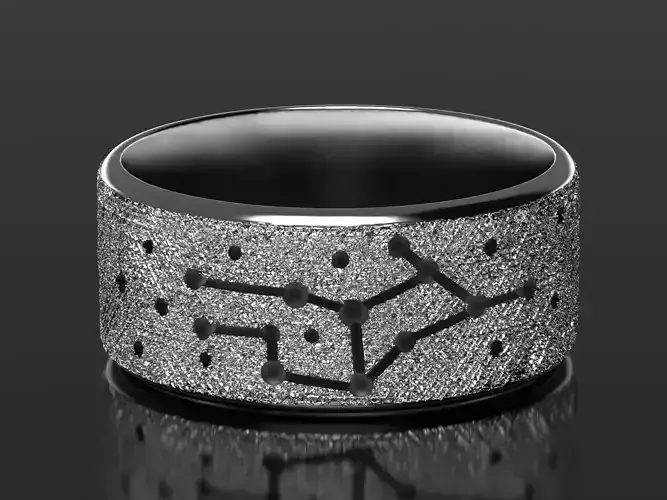 Virgo silver ring with constellations 3D print model