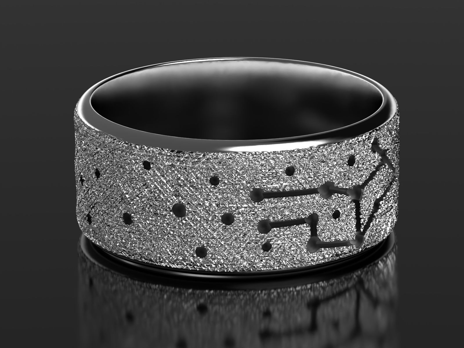Virgo silver ring with constellations 3D print model_2