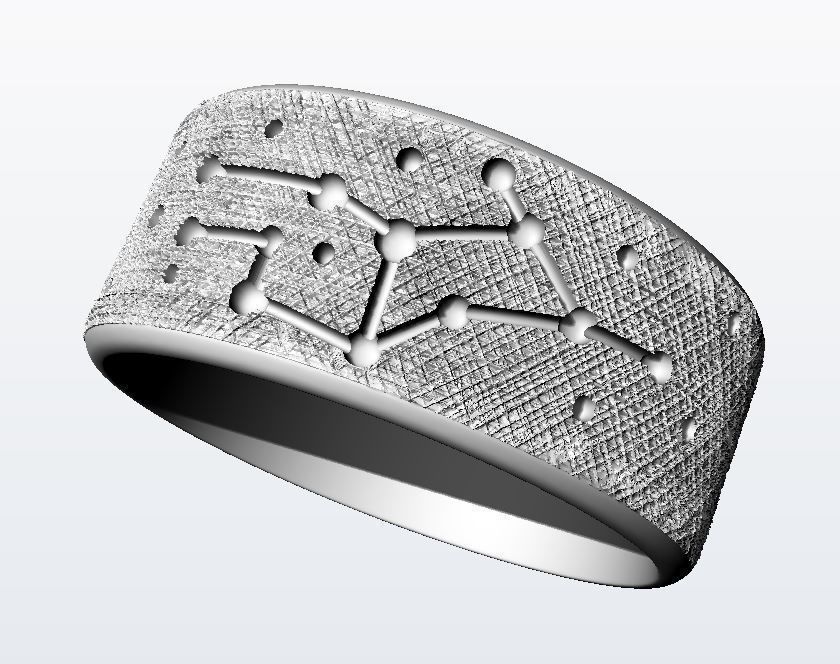 Virgo silver ring with constellations 3D print model_6