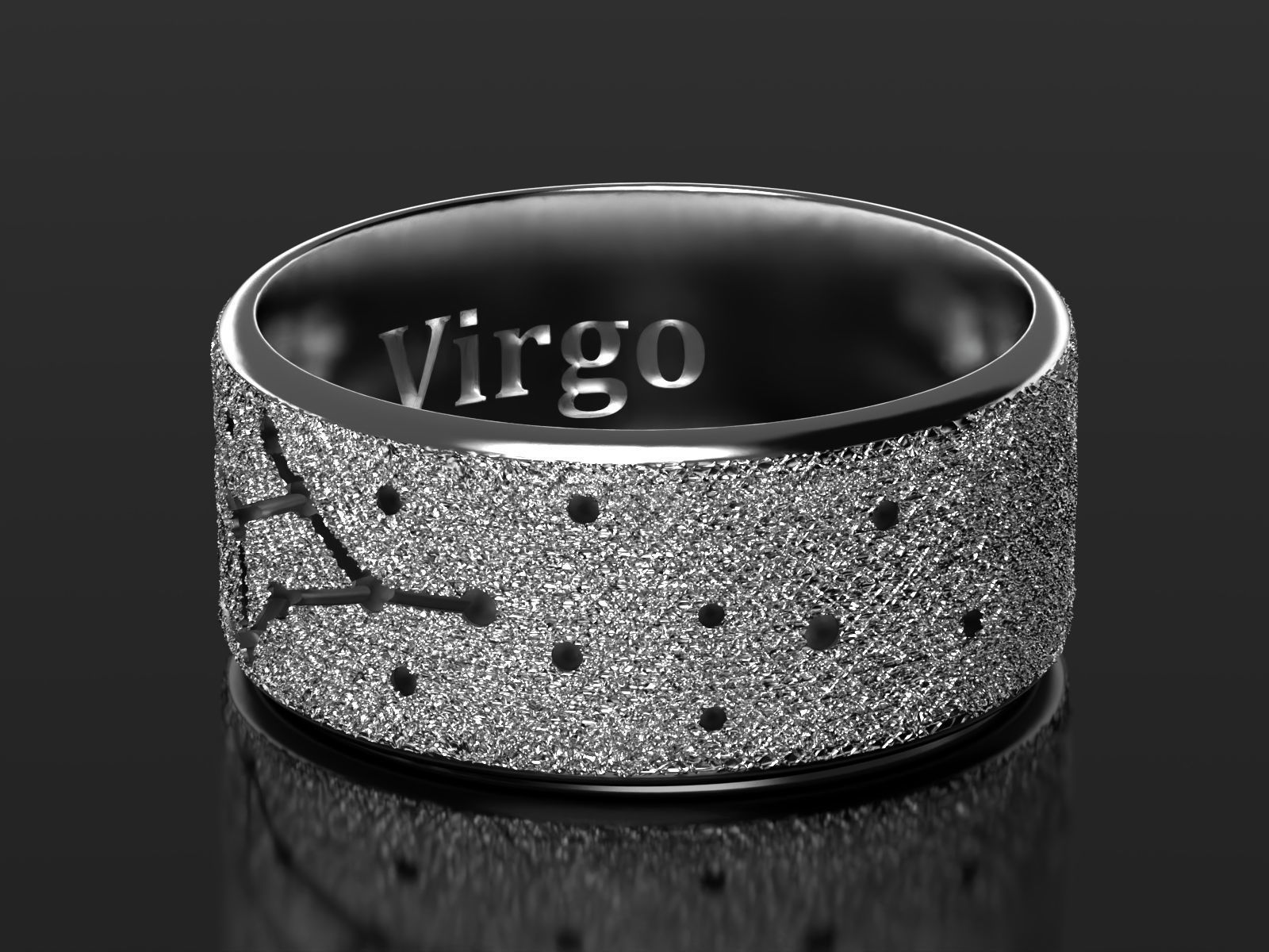 Virgo silver ring with constellations 3D print model_1