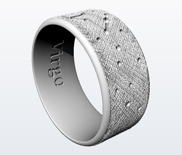Virgo silver ring with constellations 3D print model_8