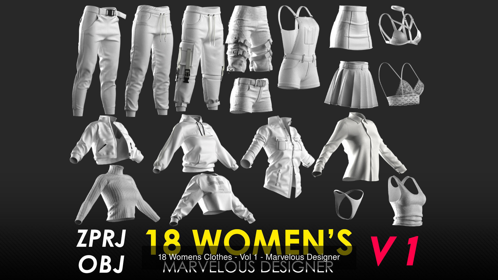 3 in 1 Basic Womens Clothes Pack -BUNDLE-20 OFF- Marvelous - CLO 3D Model Collection_6
