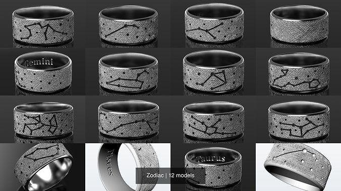 Zodiac constellation ring 3D Model Collection