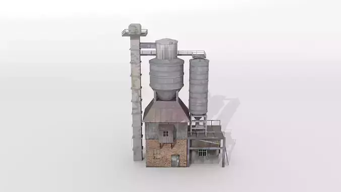 Old concrete mixing plant Low-poly 3D model