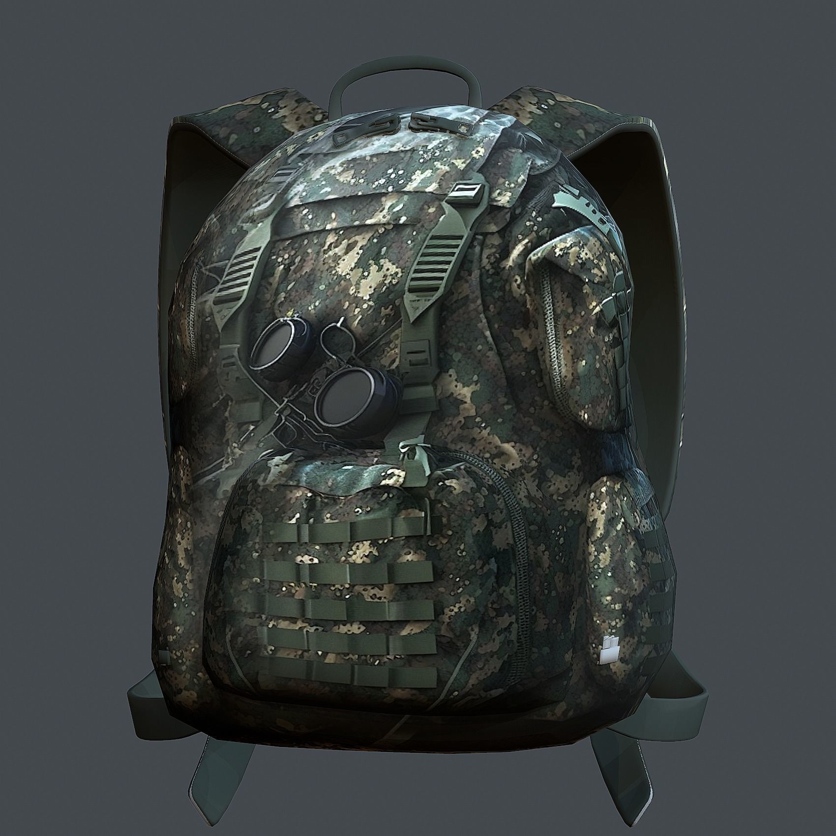 Backpack military combat Black baggage Low-poly Low-poly 3D model_2