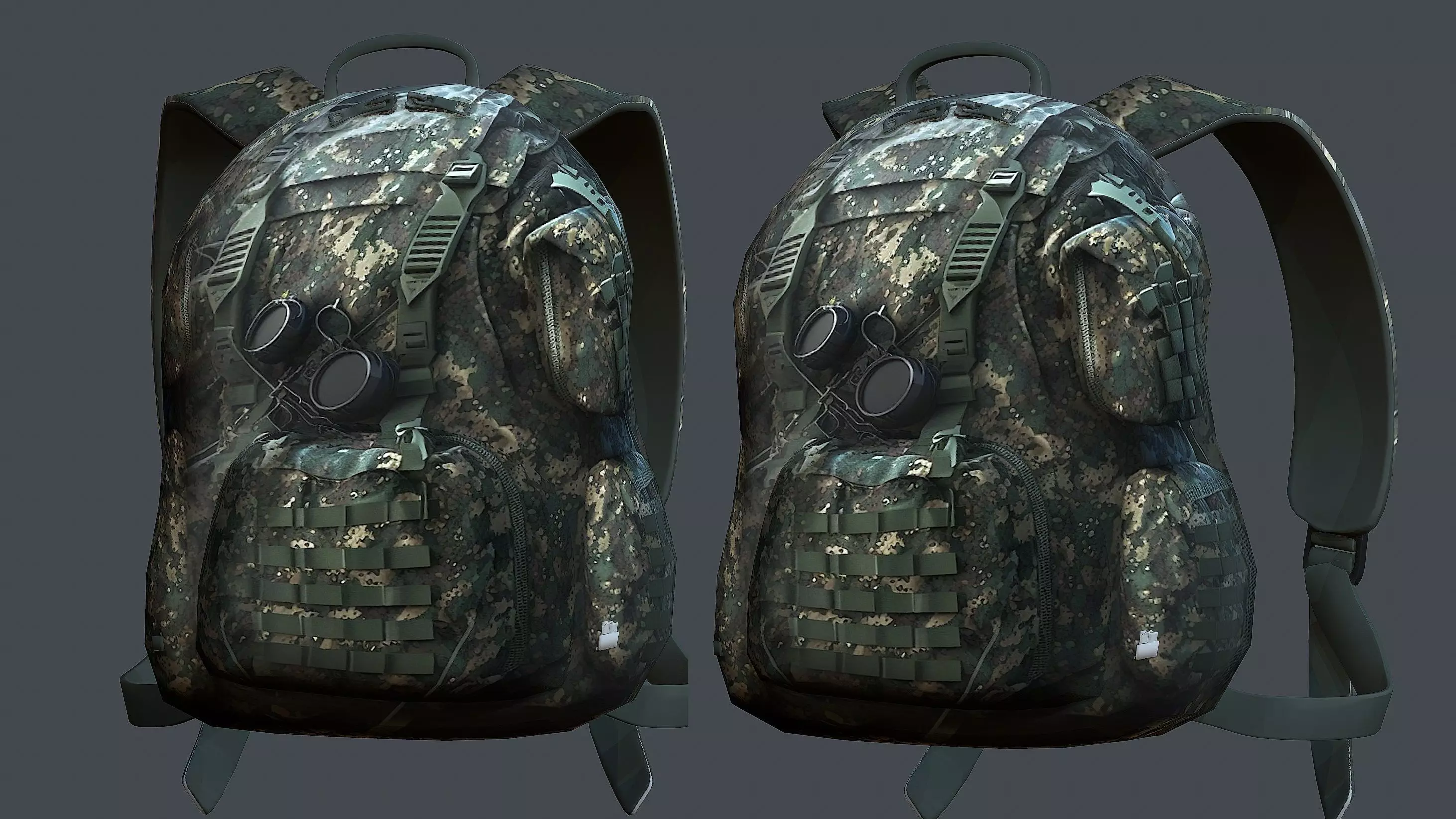 Backpack military combat Black baggage Low-poly Low-poly 3D model_0