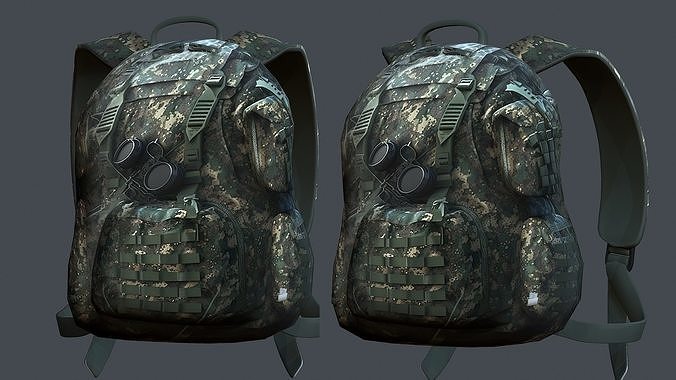 Backpack military combat Black baggage Low-poly Low-poly 3D model