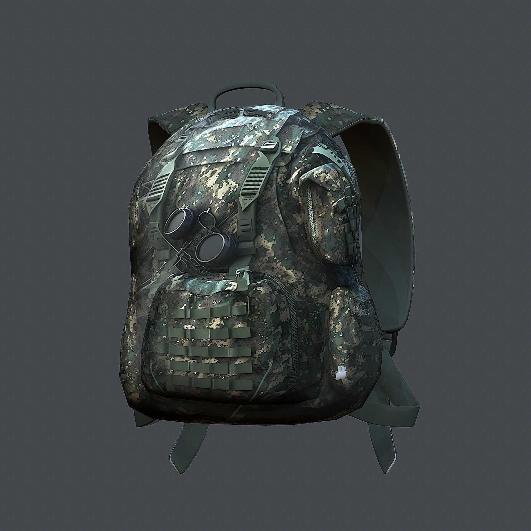 Backpack military combat Black baggage Low-poly Low-poly 3D model_7