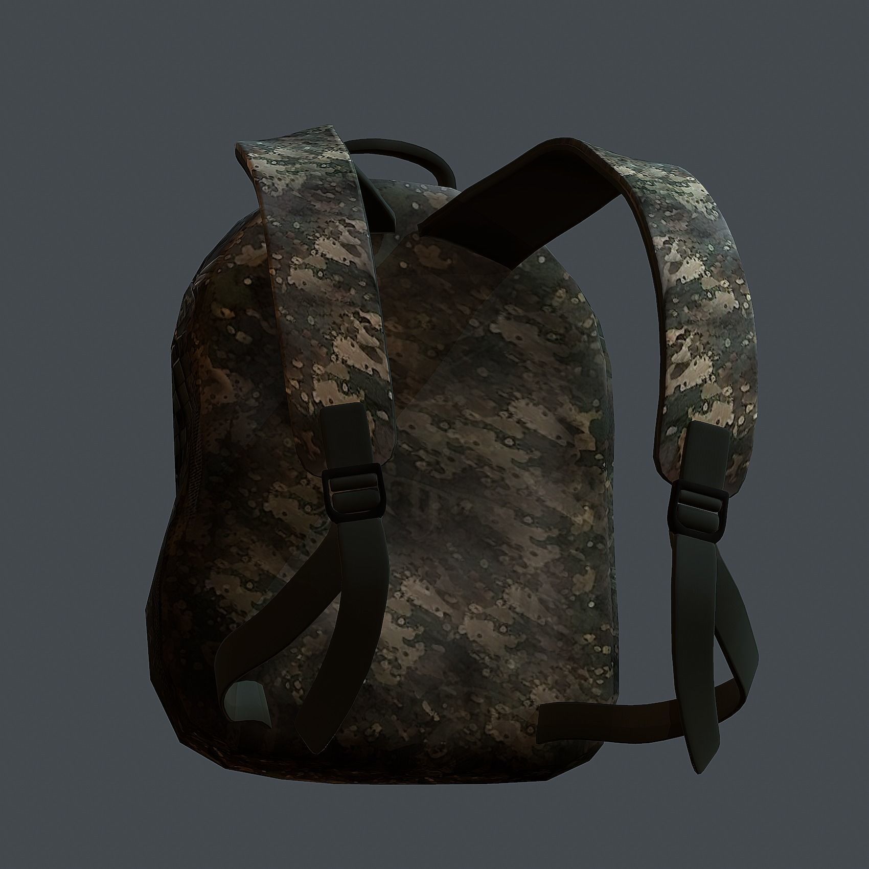 Backpack military combat Black baggage Low-poly Low-poly 3D model_6