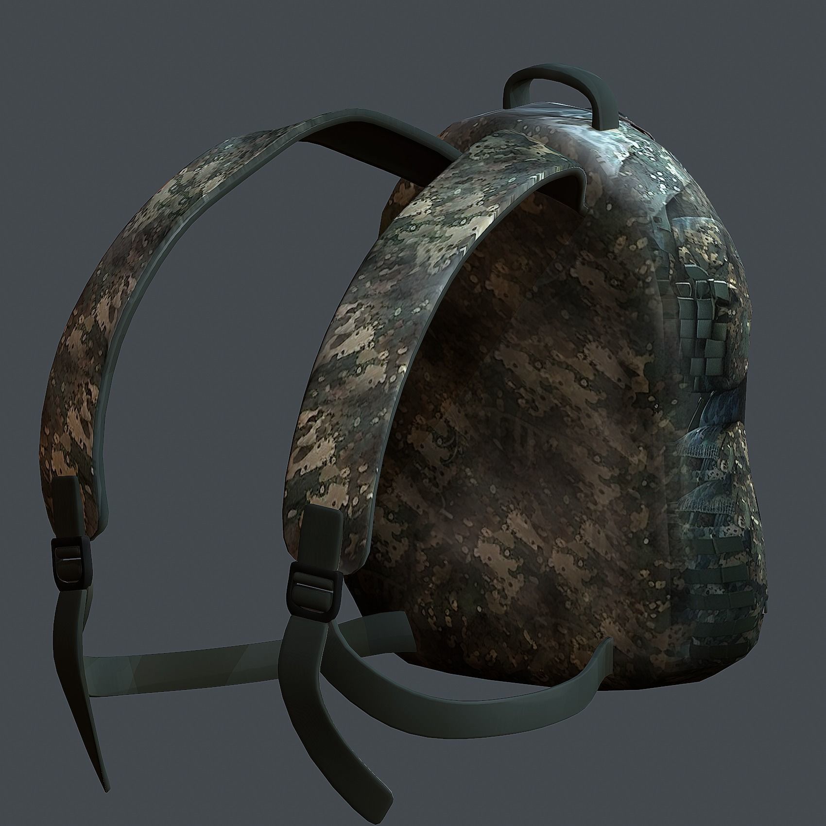 Backpack military combat Black baggage Low-poly Low-poly 3D model_4