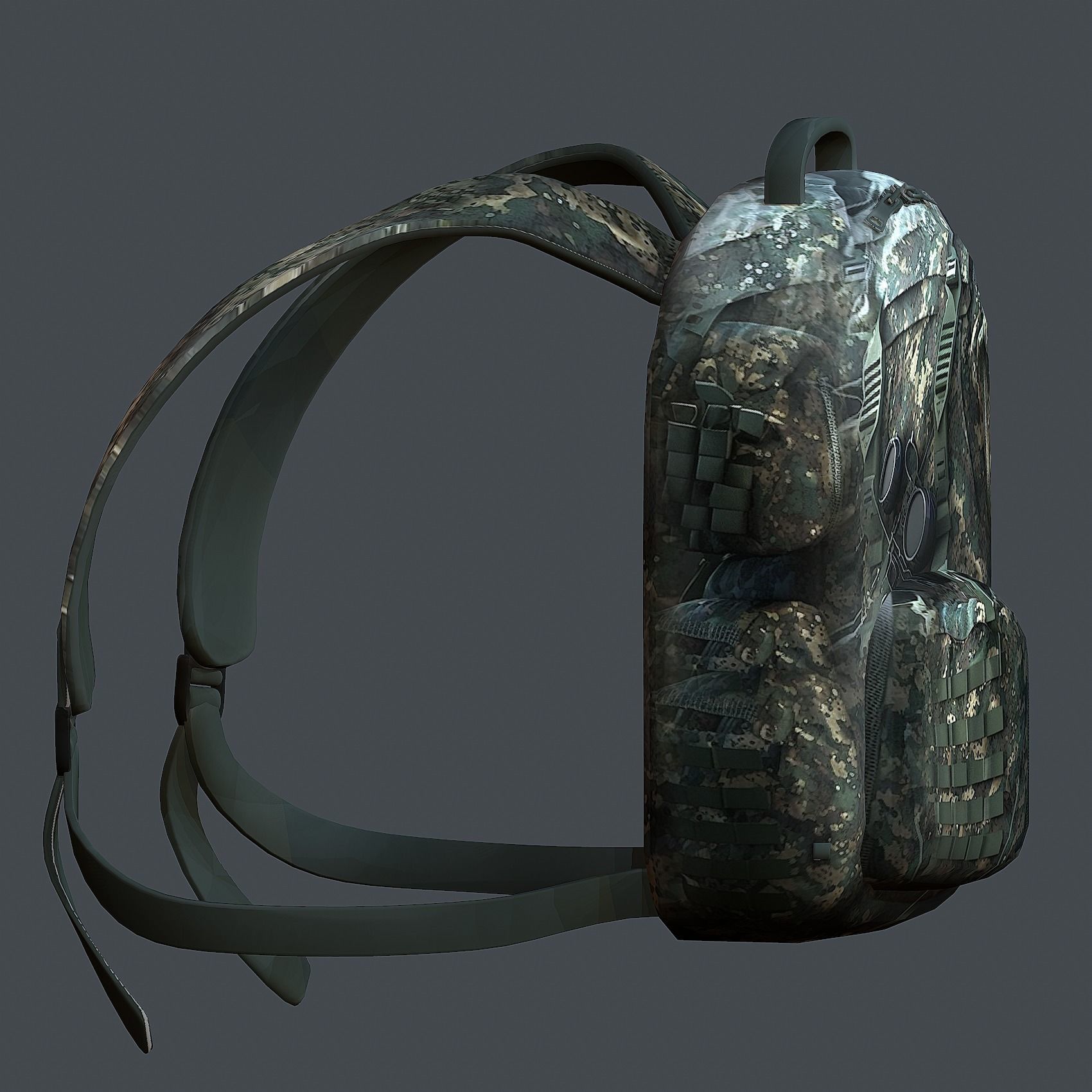 Backpack military combat Black baggage Low-poly Low-poly 3D model_3