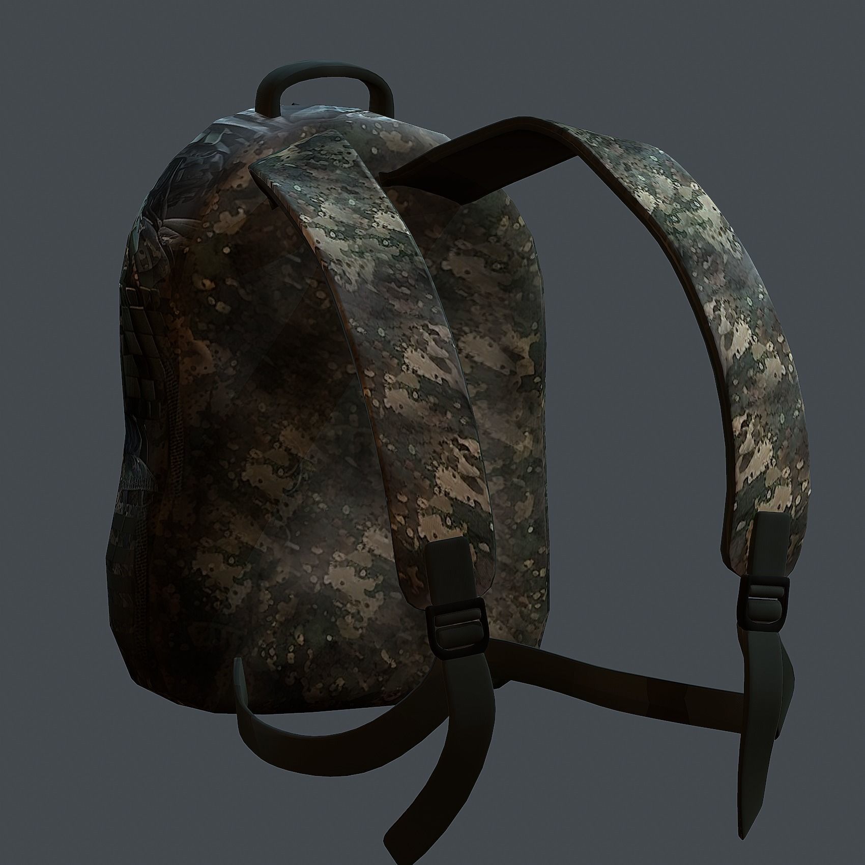 Backpack military combat Black baggage Low-poly Low-poly 3D model_5