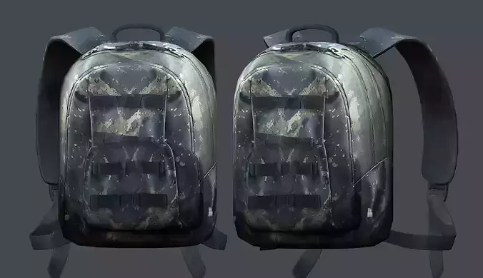 Backpack military combat Black baggage Low-poly Low-poly 3D model
