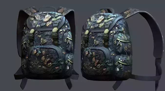 Backpack military combat Black baggage Low-poly Low-poly 3D model