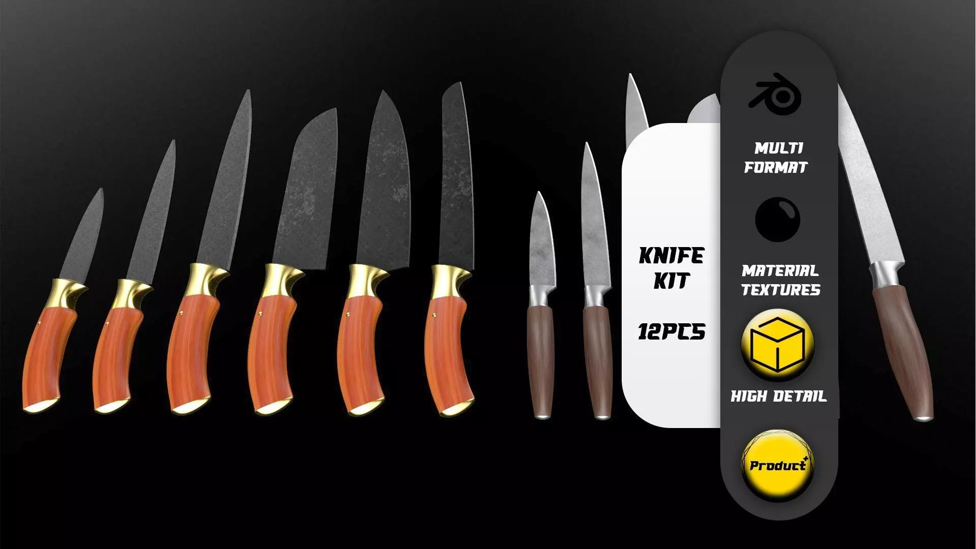 Knife Collection - 12Pcs 3D model_0