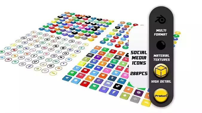 Social Media 3D Icon - 288 Pcs