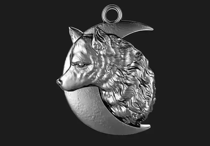 Wolf moon pendant
