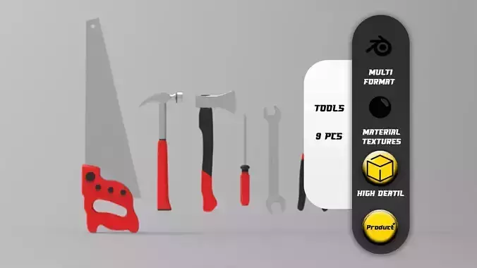 Tools Collection - 9Pcs 3D model