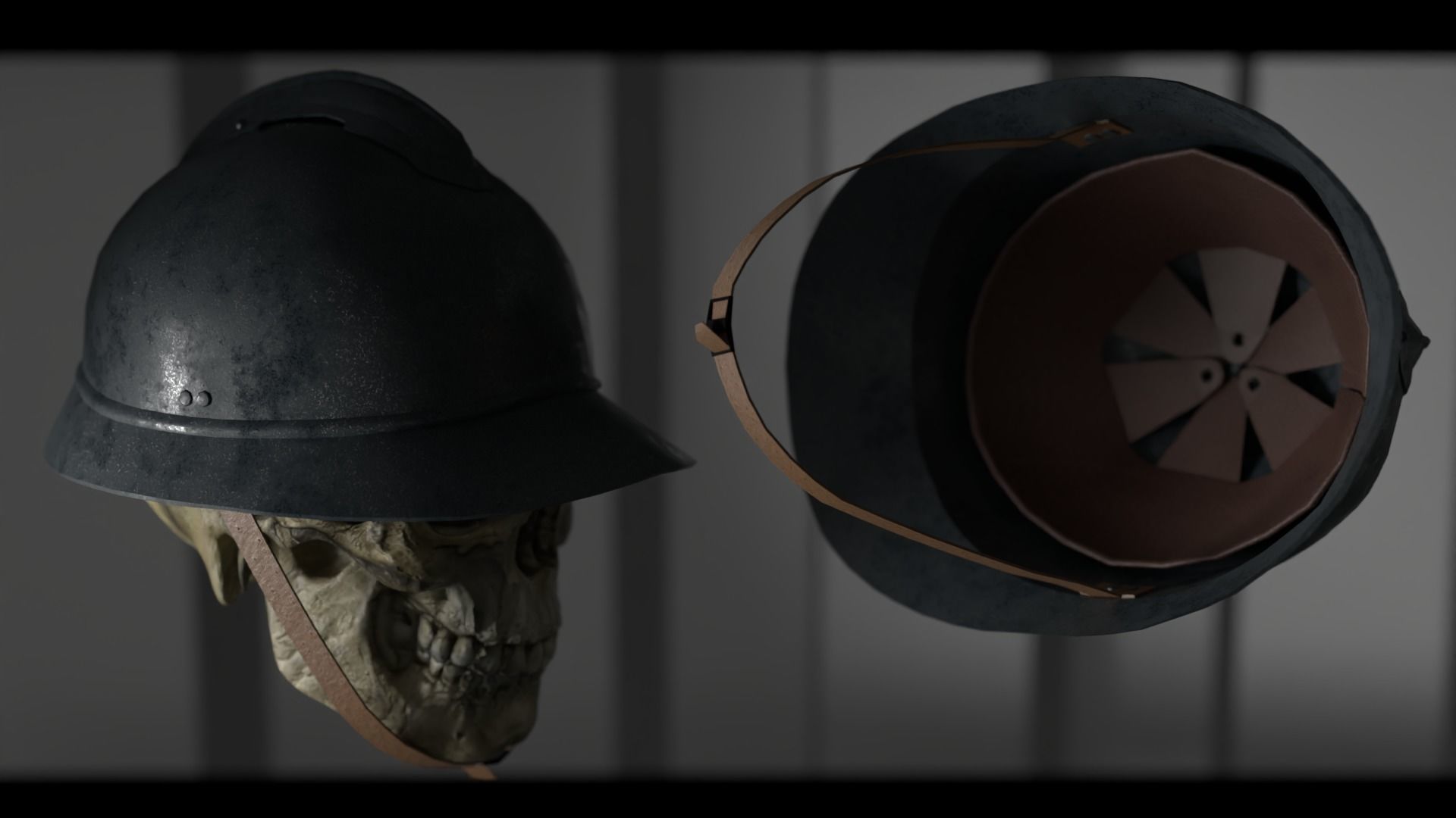 Adrian helmet - WW1  WW2 - V1 Low-poly 3D model_3