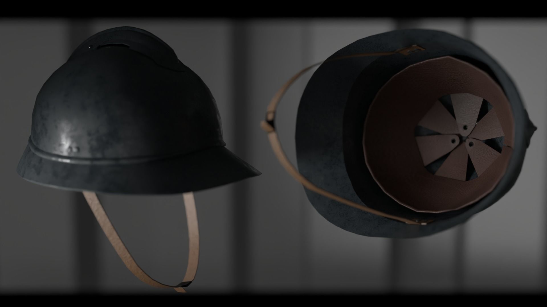 Adrian helmet - WW1  WW2 - V1 Low-poly 3D model_17