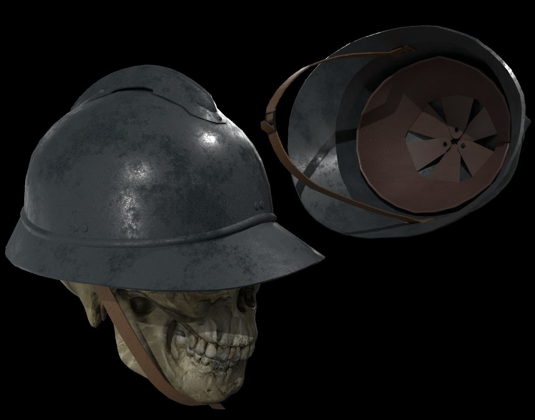 Adrian helmet - WW1  WW2 - V1 Low-poly 3D model_18
