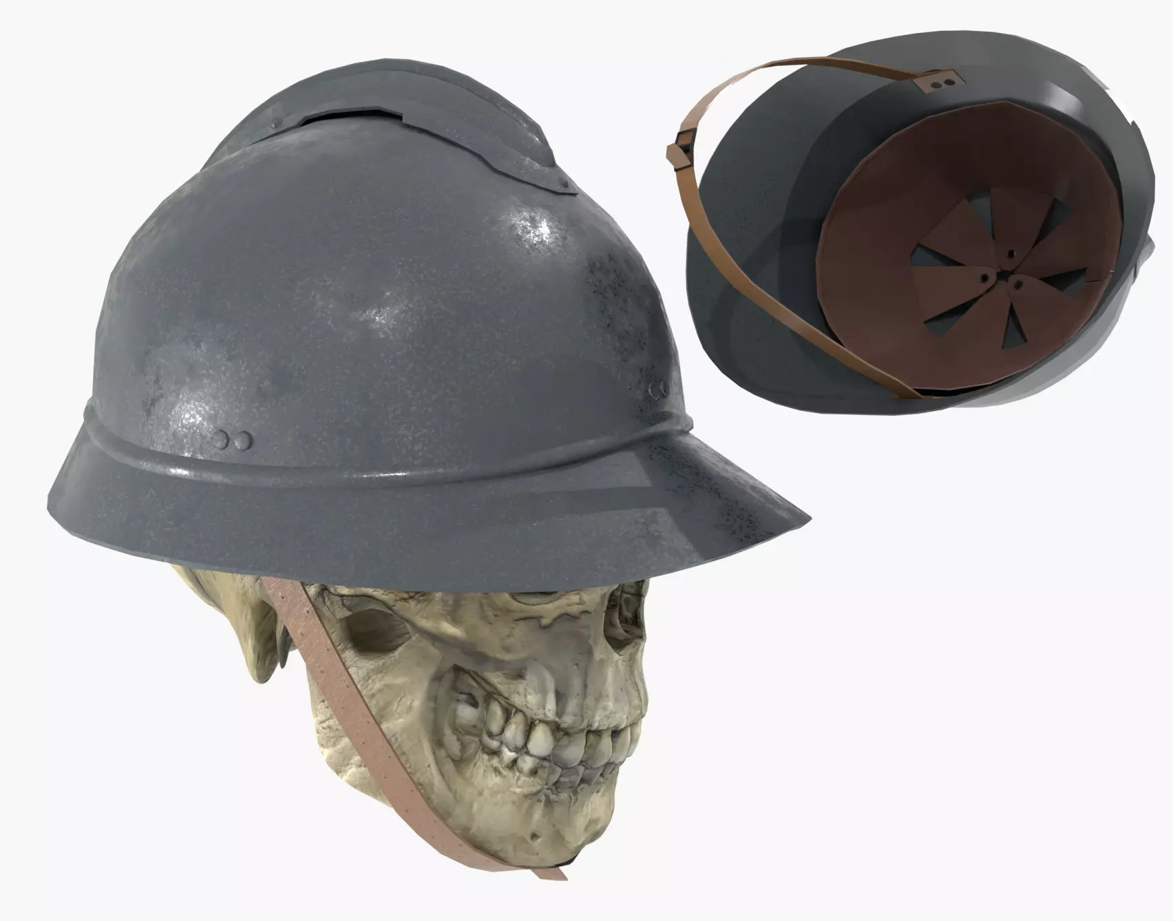 Adrian helmet - WW1  WW2 - V1 Low-poly 3D model_0