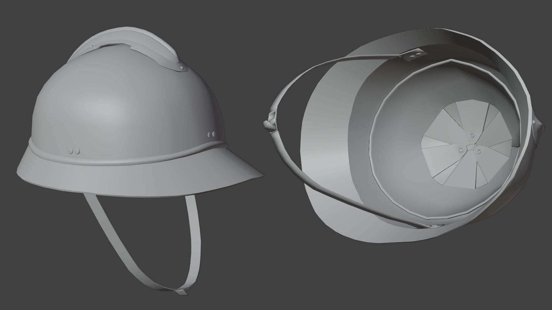 Adrian helmet - WW1  WW2 - V1 Low-poly 3D model_12