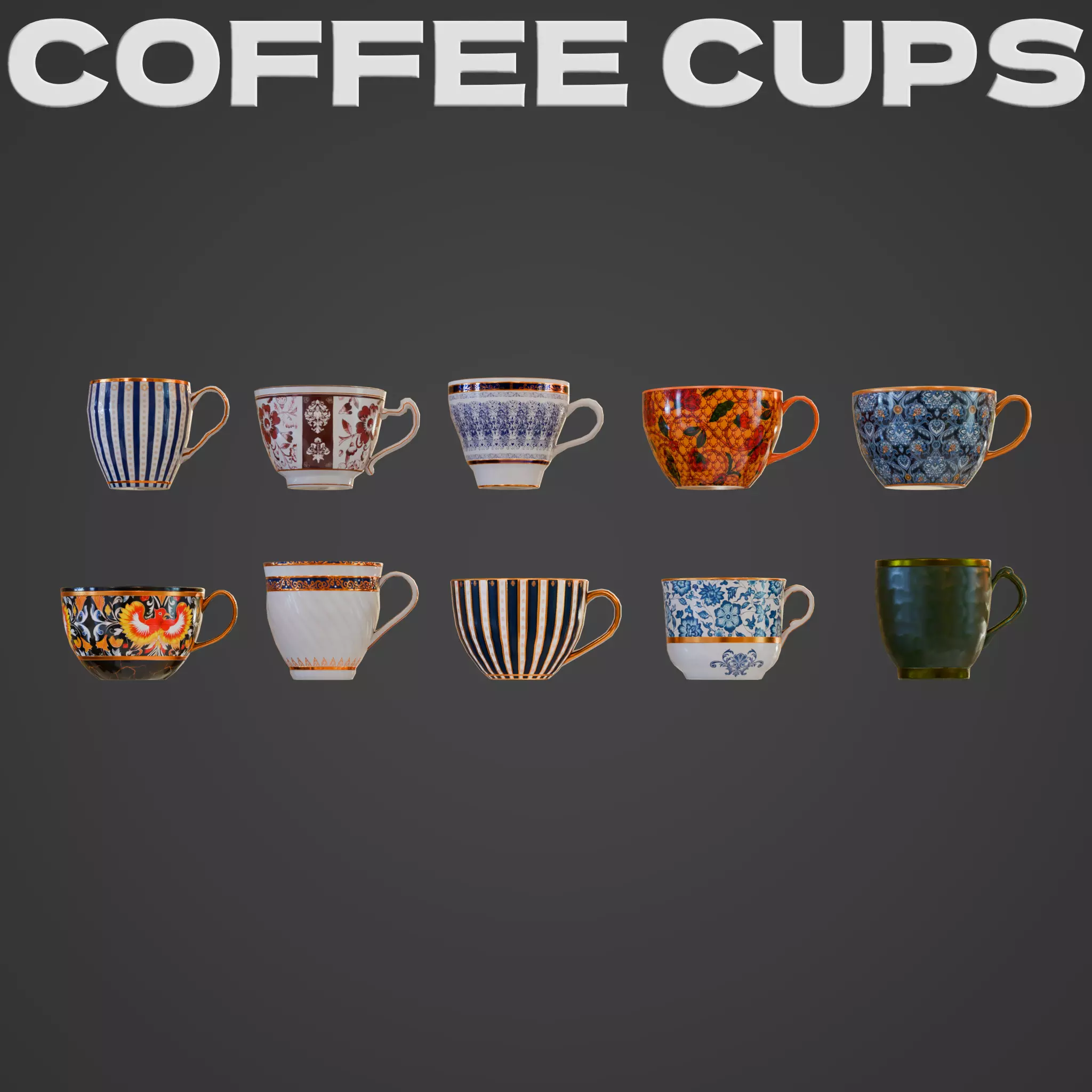 Coffee Cups Low-poly 3D model