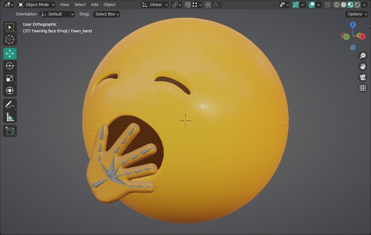 Yawning face Animated Emoji Low-poly 3D model_7
