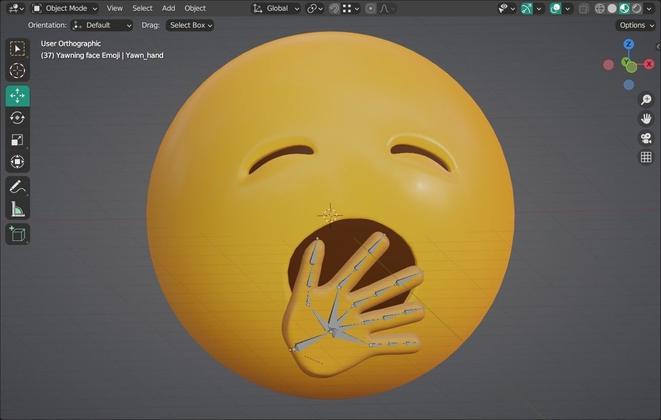 Yawning face Animated Emoji Low-poly 3D model_15