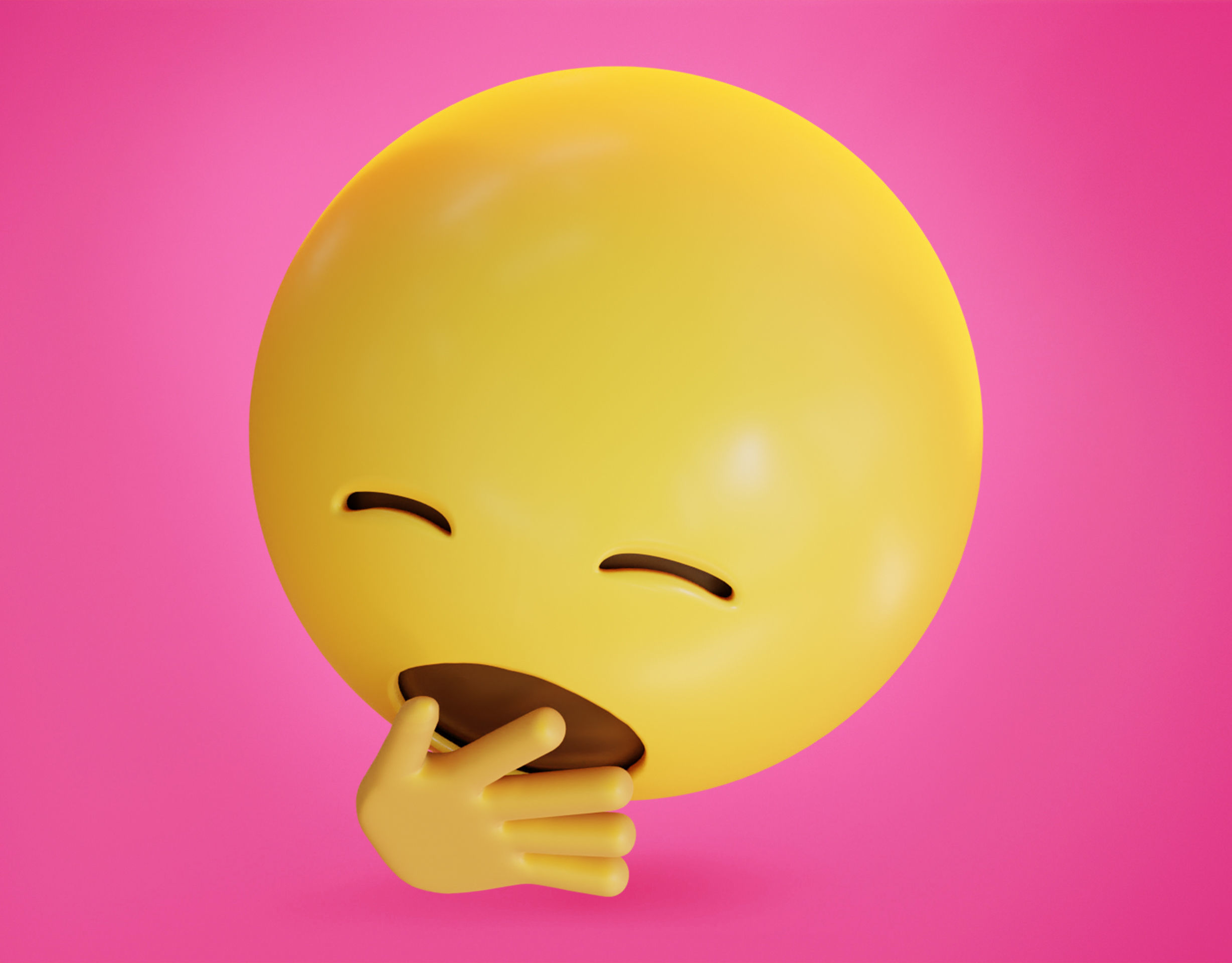 Yawning face Animated Emoji Low-poly 3D model_14