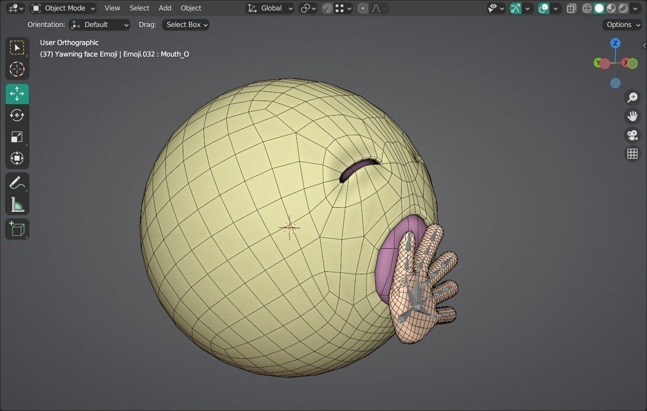 Yawning face Animated Emoji Low-poly 3D model_11
