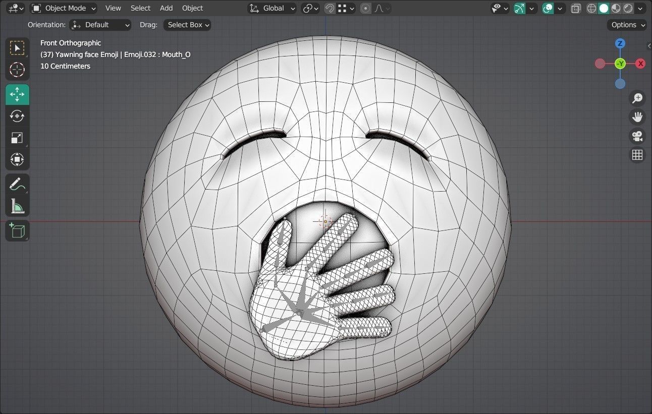 Yawning face Animated Emoji Low-poly 3D model_9