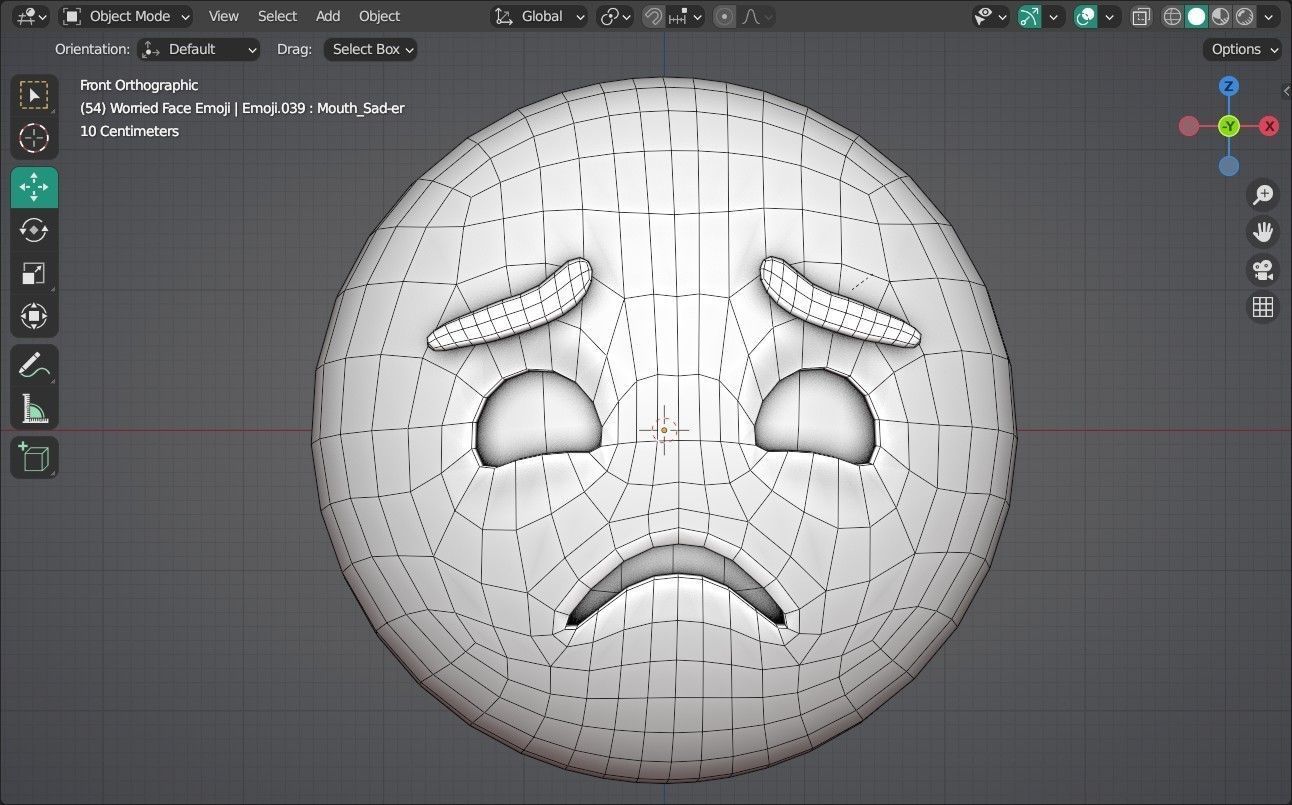 Worried Animated Emoji Low-poly 3D model_13