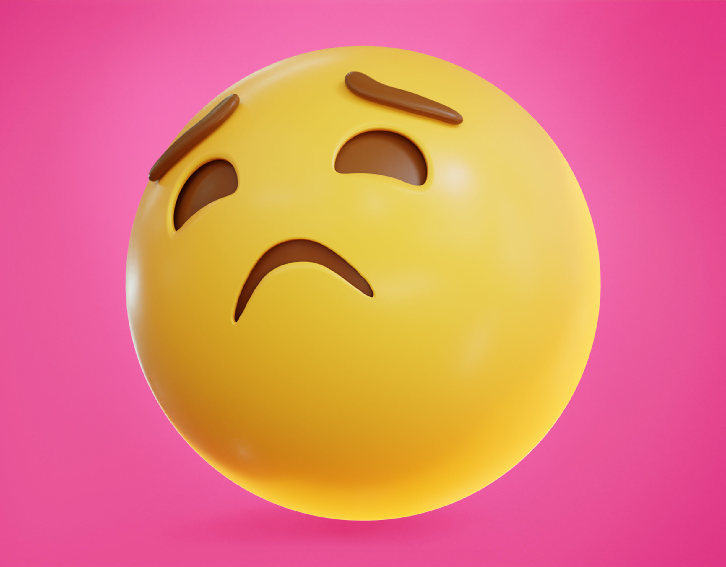 Worried Animated Emoji Low-poly 3D model_8