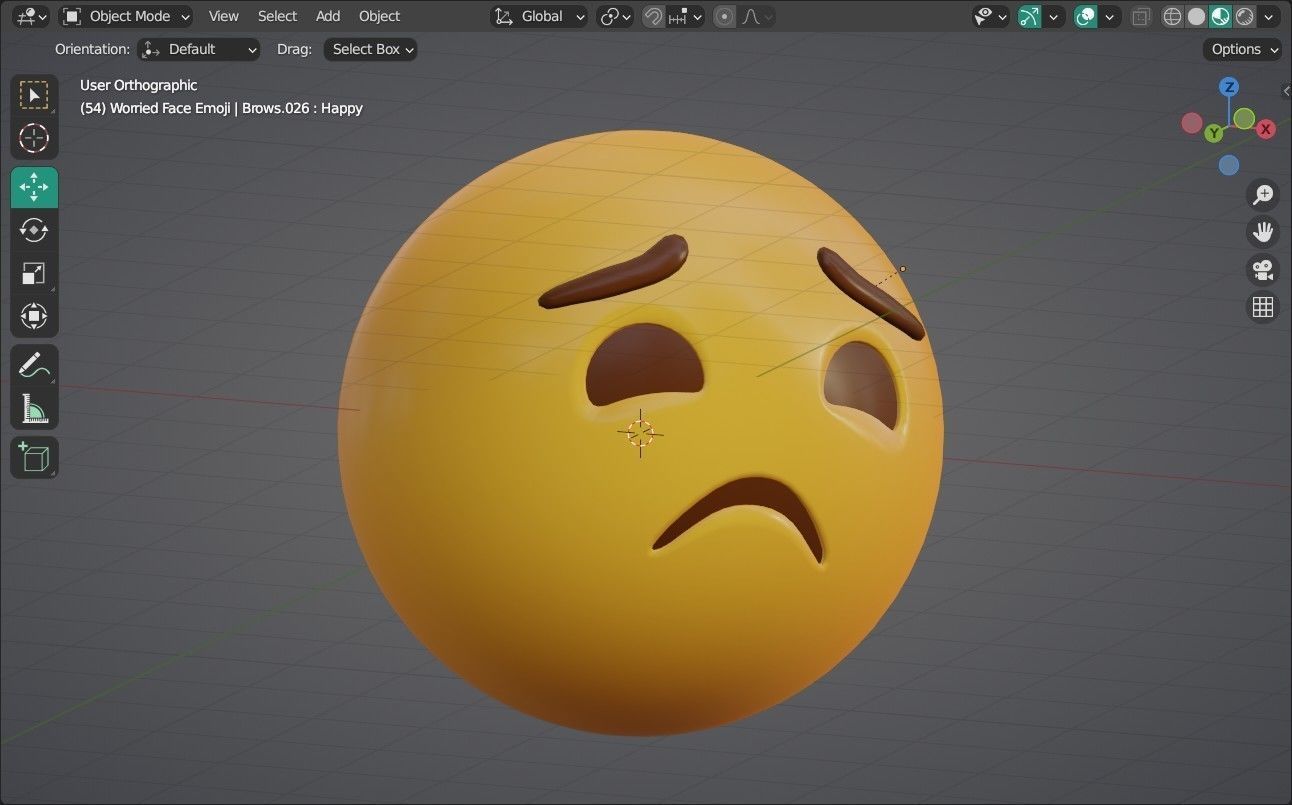 Worried Animated Emoji Low-poly 3D model_10