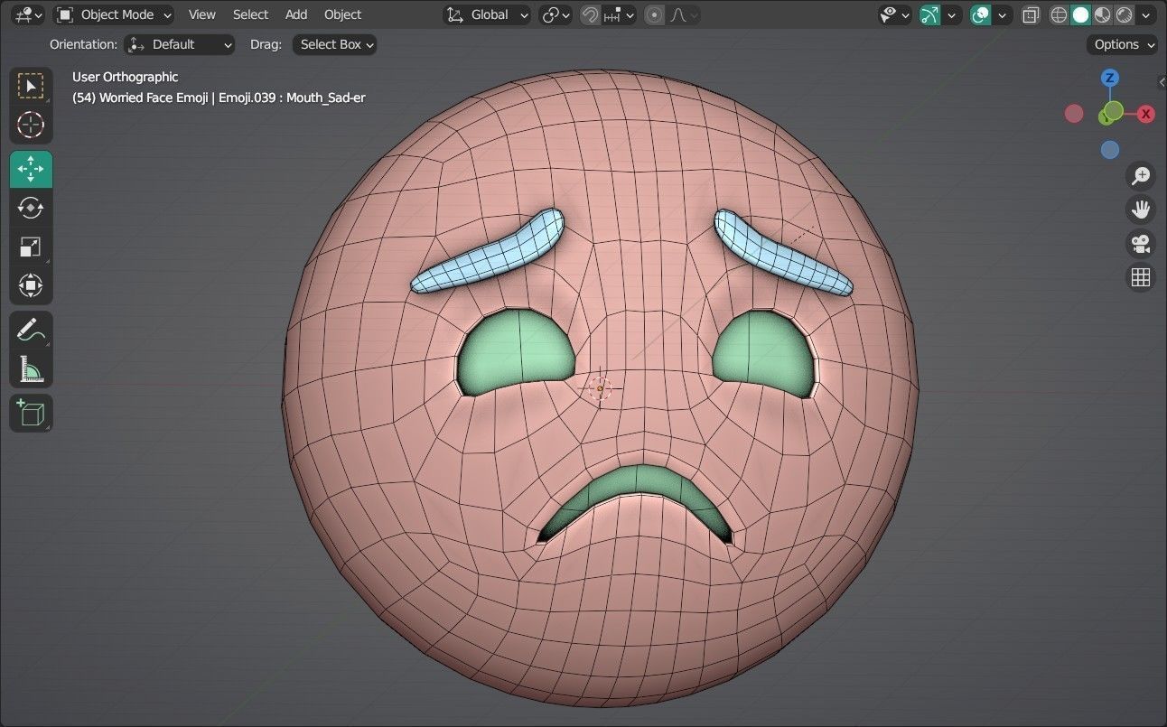 Worried Animated Emoji Low-poly 3D model_14