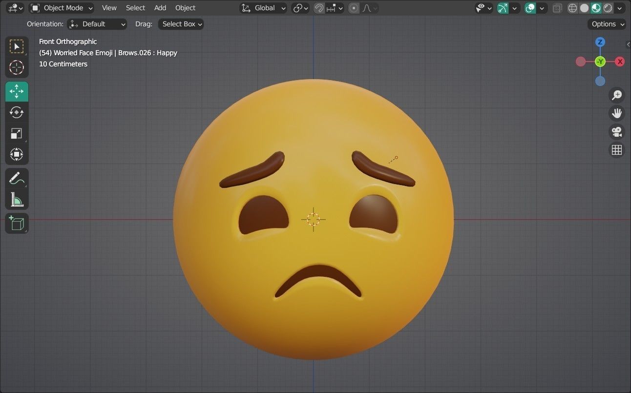 Worried Animated Emoji Low-poly 3D model_16