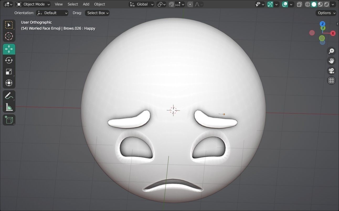 Worried Animated Emoji Low-poly 3D model_12