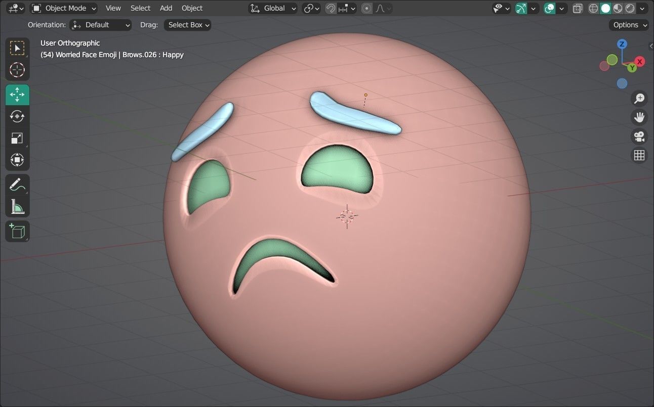 Worried Animated Emoji Low-poly 3D model_11