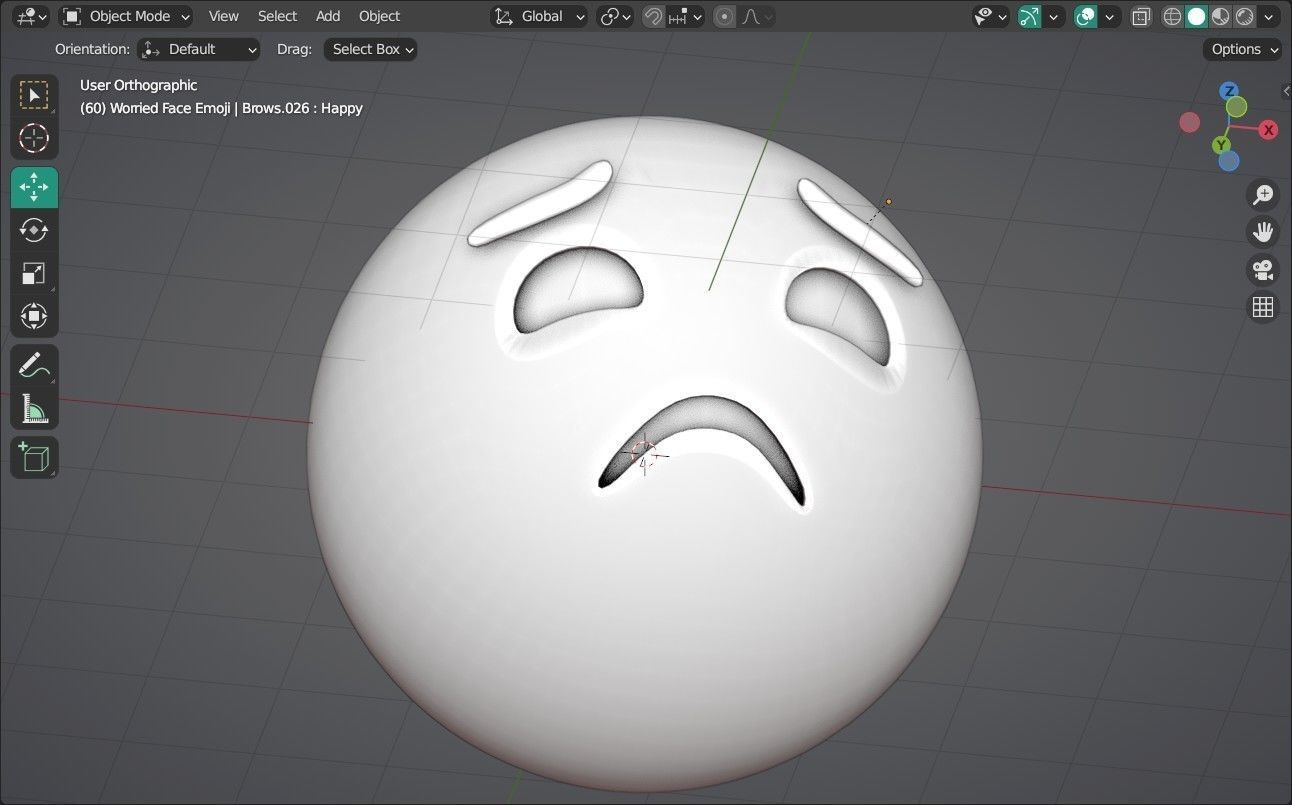Worried Animated Emoji Low-poly 3D model_15