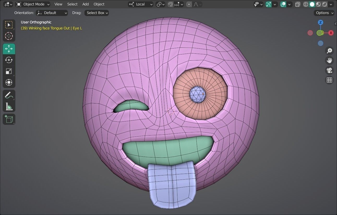 Winking face Tongue Out Animated Emoji Low-poly 3D model_13