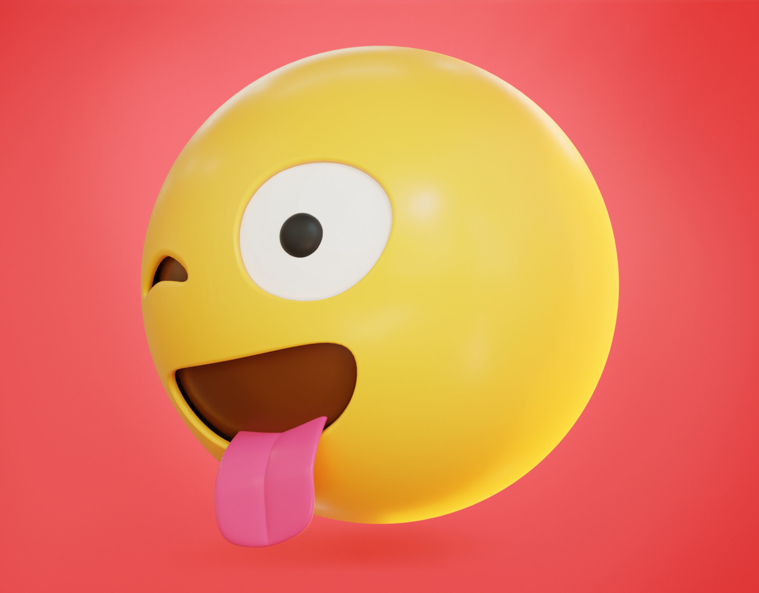 Winking face Tongue Out Animated Emoji Low-poly 3D model_15