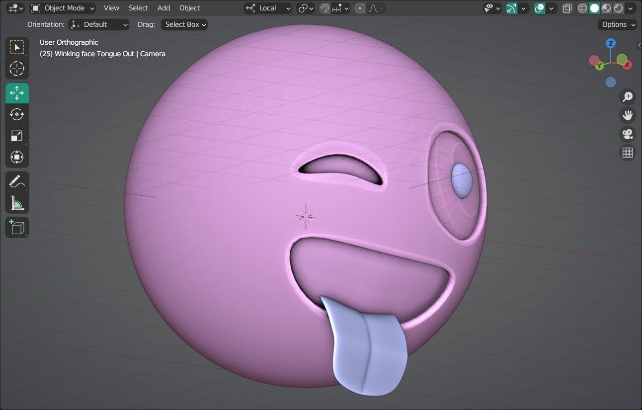 Winking face Tongue Out Animated Emoji Low-poly 3D model_9